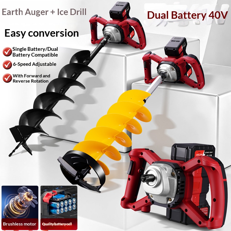 Power Tools Construction - 21v lithiumbatterij elektrische grondboor wintervissen ijsboor
